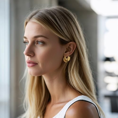 14K Gold Hoop Earrings For Women Chunky Gold Plated Earring Statement Jewelry2