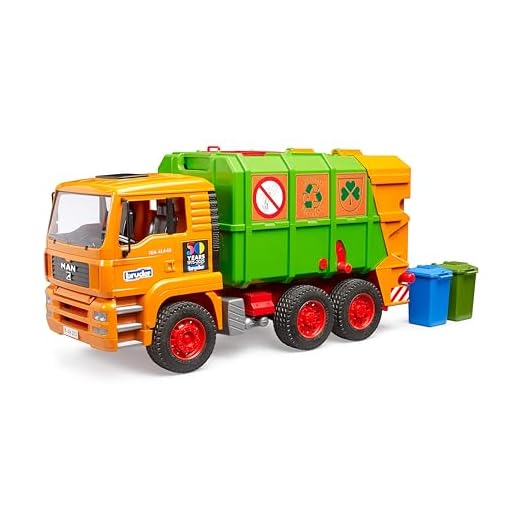 bruder 01056 - Edizione speciale 50 anni MAN TGA camion della spazzatura - 1:16 veicoli, raccolta dei rifiuti
