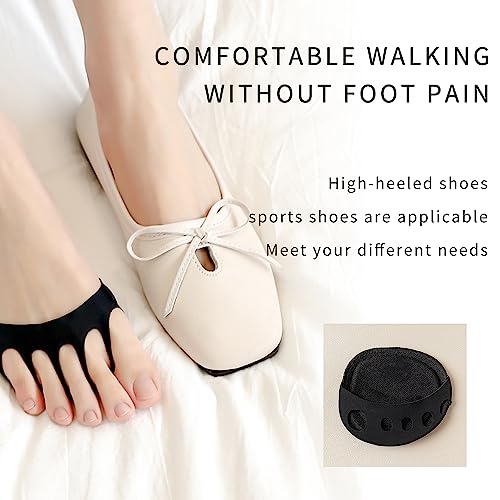 Image of 4 Pairs Ball of Foot Cushions Forefoot Pads for Women Heels Metatarsal Pads for Pain Relief Invisible Honeycomb Fabric Pads Toe Pads (4 Pairs Black)