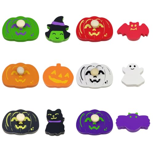 Pinkiwine Halloween Pumpkin Wooden Peg Puzzles Montessori Educational Toys for Kids Toddlers Halloween Toys Party Favors Treat Bags Gifts - Image 3
