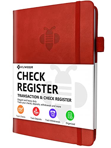 Registre de chèques élégant rouge à couverture rigide pour une comptabilité personnelle chic