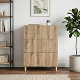 Weilusique Cassettiera in legno di rovere Artisan, 66 x 34,5 x 90 cm, con 3 cassetti, versatile armadio multiuso per soggiorno, ufficio, corridoio, con molto spazio e design robusto