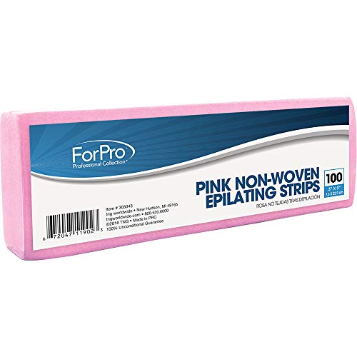 ForPro Non-Woven Epilating Strips, Pink, Tear-Resistant, Pre-Cut Strips for Hair Removal, 3 W x 9 L, 100-Count