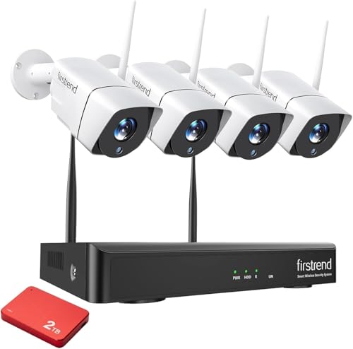Image of Firstrend Wireless Security Camera System,8CH Wireless NVR System with 4 pcs Security IP Camera and 2TB Hard Drive Pre-Installed, 65 ft Night Vision and Easy Remote Monitoring, 24 /7 Recording