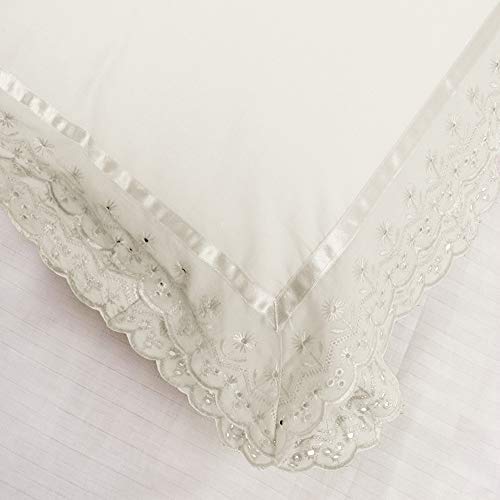 Image of VHC 100% Cotton Lace Pillow Cover /Case Set (Pack of 2) Off-White, Standard