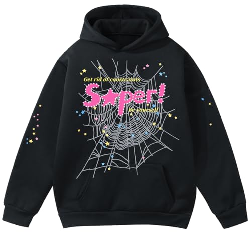 EMILYLE Y2K Spider Hoodie Cobweb Pattern Print Unisex Sweatshirt Men Women Graphic...
