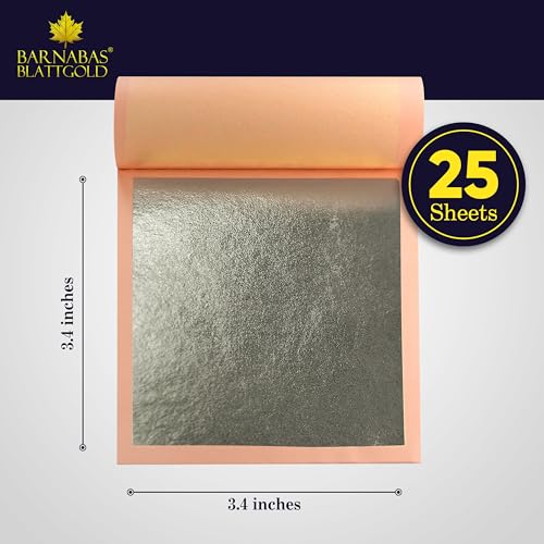 BARNABAS BLATTGOLD Gold Leaf - 12K Real Gold [25 Sheets, 3.4 inches] - Loose Sheets for Painting, Arts and Crafts