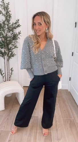 AFITNE Womens Wide Leg Pants High Waisted Business Casual Pants 29"/31" Pull On Dressy Yoga Lounge Trousers2