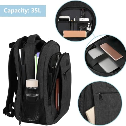 MATEIN Rucksack Herren, Groß Laptop Rucksack 17,3 Zoll Schulrucksack Laptoptasche mit USB Ladeanschluss Anti Diebstahl Business Arbeit Reisen Backpack Teenager Notebook College Tech Damen, Schwarz