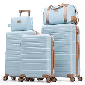 Luggage Sets 5 Piece Durable Suitcase Set with Spinner Wheels, Hard Shell Carry on Luggage with TSA Lock, Large Checked Travel Suitcases for Men and Women