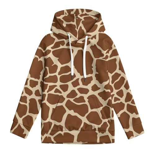 Giraffe Pattern Hoodie Teen Sweatshirt Pullover Hoode Casual Loose Big Kid Hooded Sport Shirt Tops 7-18 Years