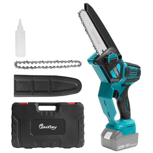 Waitley Mini Chainsaw for Makita 18V Battery Cordless 6 Inch Brushless Electric Chainsaw Handheld Battery Powered Chainsaw for Tree Trimming Wood Cutting PruningTool Only