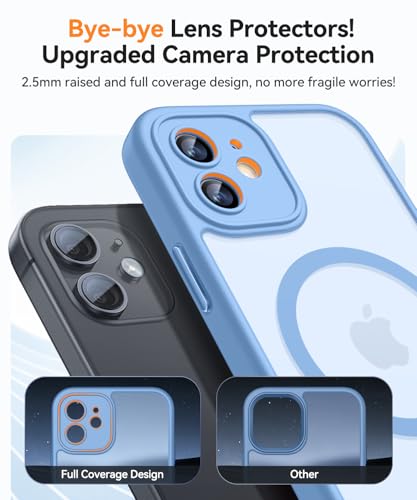 Image of CANSHN Magnetic for iPhone 12 Mini Case, Upgraded [Full Camera Protection] [Compatible with Magsafe] [Translucent Matte] Shockproof Protective Phone Case for iPhone 12 Mini 5.4 inch - Light Blue