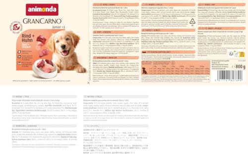 animonda GranCarno Junior Hundefutter nass Rind+Huhn (6x800g)