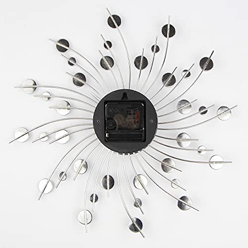 Modern 3D Crystal Wall Clock - Celebration Decorative Metal Wall Clock, Silver Mirror Sparkling Bling Diamond-Studded Wall Decor Clock Ideal For Living Room Bedroom Office (Rotating Radiation-33Cm) #TOP7