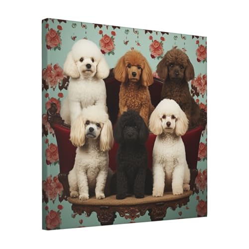 Toile murale caniche QMNKLET 40x40 cm pour décoration de salon
