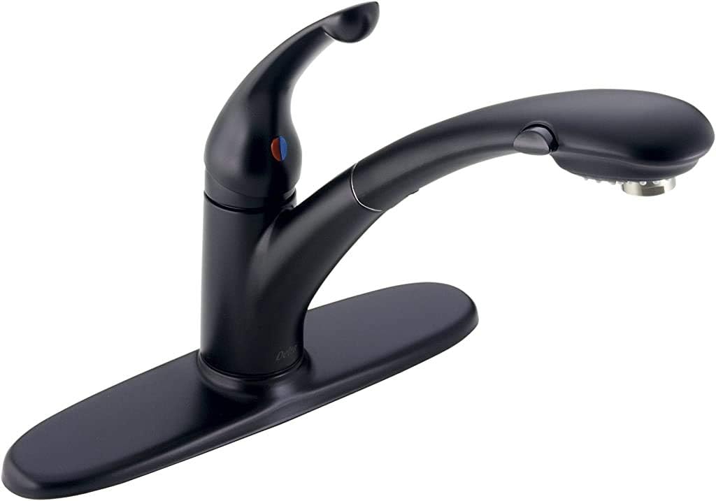 Super Big Clearance! Delta Faucet Signature Single-Handle Kitchen Sink Faucet with Pull Out Sprayer, Matte Black 470-BL-DST ❤ Crazy Deals Delta Faucet Signature Single-Handle Kitchen Sink Faucet with Pull Out Sprayer, Matte Black 470-BL-DST