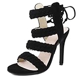 Bviennic Femme Aiguille Talons Hauts Spartiates Sandals Mode 0748 Noir Taille 36 EU