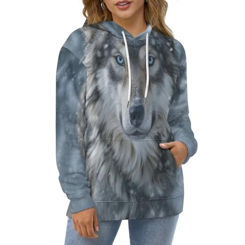 Sweat à Capuche Loups Sauvages Pull Confortable Contre le Froid