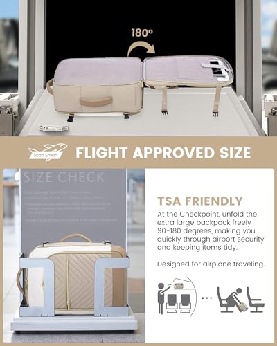 LOVEVOOK Large Travel Backpack for Women, TSA Carry on Backpack for Airplanes, 40L Personal Item Travel Bag for Women fits 17" Laptop,Waterproof Carry on Bag Airplane Approved with 3 Packing Cubes の商品画像 2