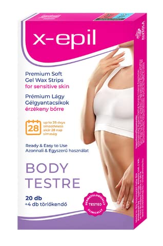 X-Epil - Soft Gel Wax Strips - 20 count - Hypoallergenic Hair Removal Solution for Sensitive Skin – For Easy & Fast Results, Effective on Thick and thin hair (Sensitive Skin)