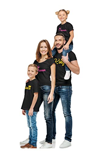 T-Shirt Magliette Coordinate Famiglia King Queen Prince Princess - Set Magliette per Tutta la Famiglia