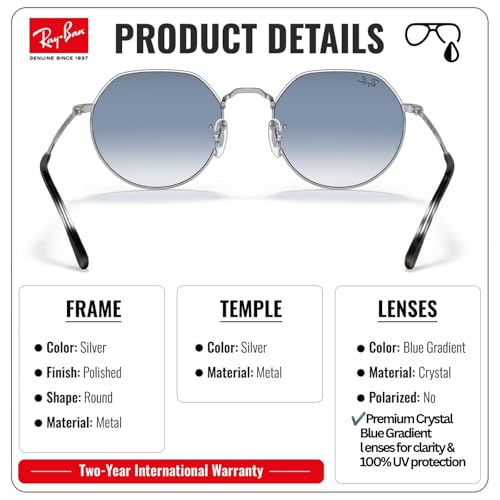 Image of Ray-Ban RB3565 JACK Square-Round Shaped Sunglasses for Men & Women with Official RAYBAN Eyewear Kit