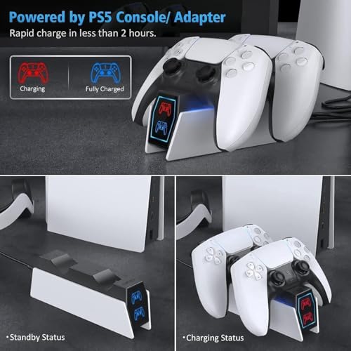 oivo ps5 controller charger 2h fast charger with 2 cable types ps5 charging station for playstation 5 controllers p4 interactive figure