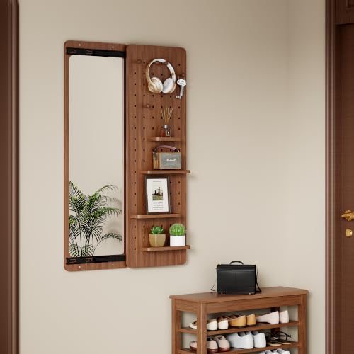 47.6" x 15.7" Wall-Mounted Full Length Mirror with Sliding Panel,
