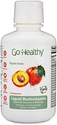 Go Healthy Multivitamin for Women, Men, Teens - Vegan Liquid Immune Support Supplement, Organic Folate, Liquid Vitamins & Minerals, 20 Fruits & Vegetables, Prebiotic, Gluten Free - 32 Servings