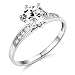 TWJC 14k White Gold SOLID Wedding Engagement Ring - Size 7