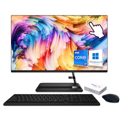 Image of Lenovo IdeaCentre 3 AIO Desktop - 27 inch inch Touch FHD Display, Intel Core i7-13620H, 32GB RAM, 1TB SSD, Integrated 5MP Webcam, Wi-Fi, Bluetooth, Windows 11 Pro, Includes Wireless Keyboard & Mouse, Black