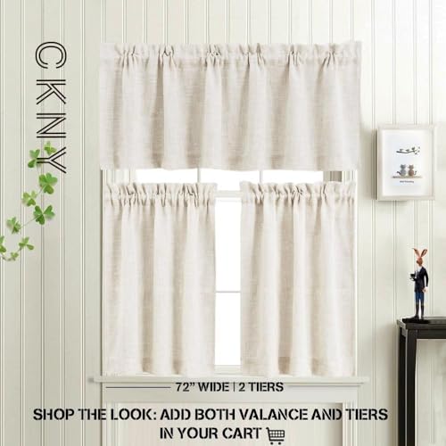 Jinchan CLFRP-615VLCN Valance Curtains Linen Textured Valance For Kitchen Living Room Rod Pocket Small Window Curtains Flax Farmhouse Country Window Treatments Light Filtering Valance 1 Panel 15 Inch Length Crude thumb #7