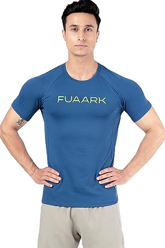 Image of FUAARK Men's Aura Textured Round Neck Regular Fit Gym Sports T-Shirt