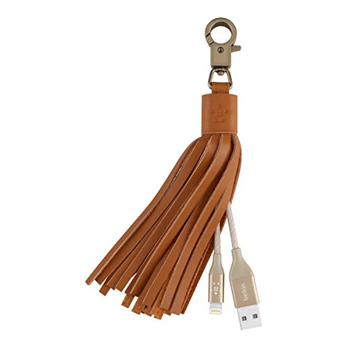Belkin MIXIT Lightning to USB Leather Tassel with 7-Inch 2.4 Amp Lightning ChargeSync Cable for iPhone, iPad and iPod (Gold)