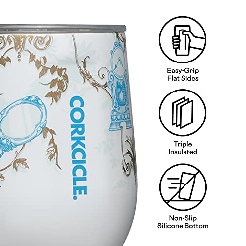 Corkcicle Disney Princess Belle Stemless Wine Glass Tumbler, Triple Insulated Stainless Steel Construction, Sliding Shatter-Proof Travel Lid, Keeps Beverages Chilled For 9 Hours, 12 Oz #TOP2