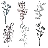 Moxweyeni 6 Pieces Metal Wall Art Minimalist Line Decor Flower Botanical Leaf Metal Art Modern Natural Art Floral Line Wall Decorations for Bedroom Living Room Bathroom Kitchen Outdoor(Soft Color)