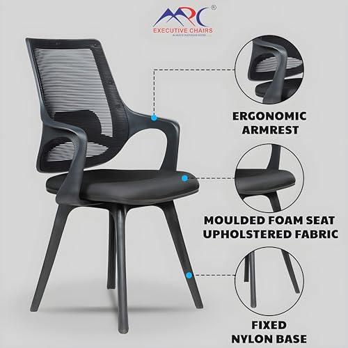 MRC EXECUTIVE CHAIRS ALWAYS INSPIRING MORE Mono Mesh Mid-Back Ergonomic Office Chair| Visitor Chair| Study Chair |Computer Chair | Work from Home (Mono Fixed, Black)