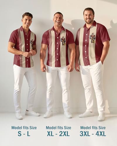 Image of 99TIMORO Tropical Printed Men's Hawaiian Shirts Short Sleeve Top | Culture Character Button Down Shirt Lightweight Breathable Beach Vacation Business Casual Summer Gifts Classic Fit