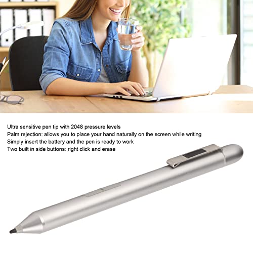 Aktiver Eingabestift für HP EliteBook x360 1030 G3, silber | kapazitiver Eingabestift Präzisionsspitze 2048 Druckempfindlichkeit Aluminiumlegierung HP Pro x2 612 G2 EliteBook x360 104