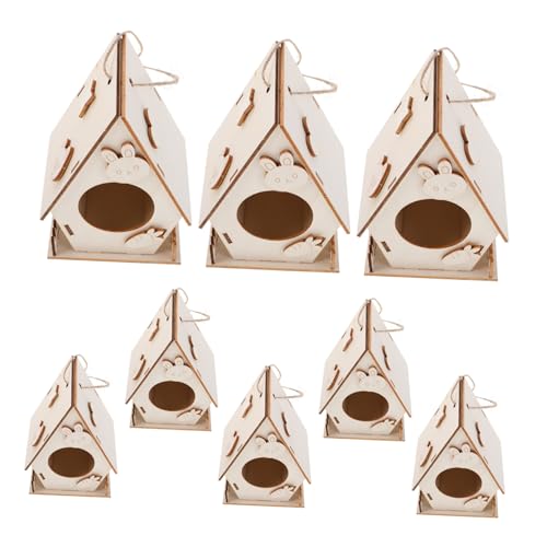SUPVOX 8 Kit Casette per Uccelli in Legno da Dipingere Te per Casette da Appendere Resistenti alle Intemperie per Giardino Balcone e Decorazione
