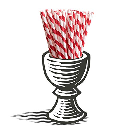 Cannucce di carta a righe rosse, con confezione