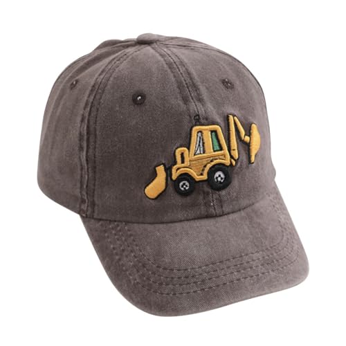 Cute Embroidery Excavator Toddler Kids Baseball Cap Adjustable Cotton Washed Vintage Dad Hat for Boys Girls Age 2-8