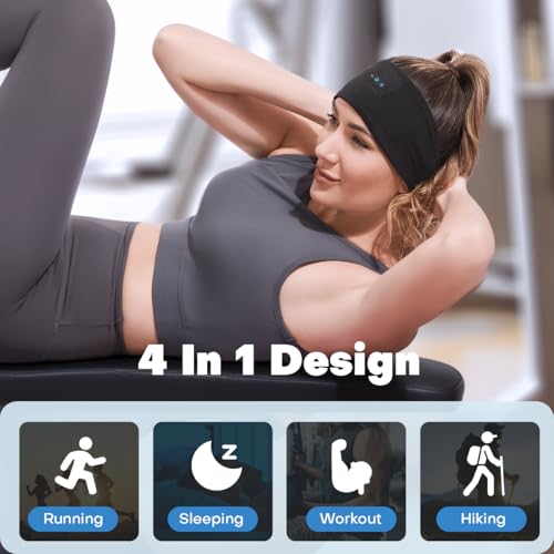 Image of Sleep Headphones Bluetooth Headband for Side Sleeper 2-Pack, 17H Playtime, Wireless Headband Headphones with HD Stereo Speakers for Workout,Running,Yoga, Ideal Gifts for Men, Women, Teens