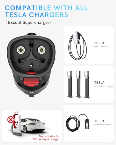 Image of EV Charging Adapter for Tesla to J1772, Up to 60Amp with Safety Lock, IP65, Portable J1772 Tesla Adapter, Compatible with Tesla Mobile Charger Wall Connector Destination Chargers for All J1772 EVs