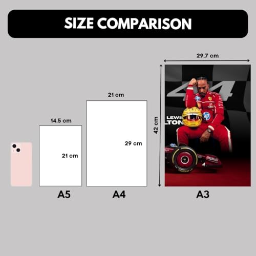 Image of Ferrari Charles Leclerc & Lewis Hamilton Poster Split Design F1 Poster | 3 A3 Sized Ferrari F1 Posters for Wall | Large Size (89 x 42 cm) Wall Decor | Ferrari Lewis Hamilton Posters for Bedroom | Formula 1 (B 002)