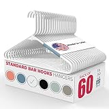 USA-Made Plastic Hangers White (15, 30, 45, 60, 150 Packs) Standard Plastic Clothes Hanger with Hook