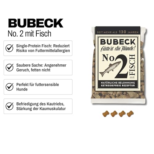 Bubeck Hundekekse Probierpaket 4-teilig – Getreidefrei & Ohne Zucker – Trainingsleckerli Set mit Ente, Fisch, Pferd & Hirsch – 4X 210g Belohnungssnacks schonend gebacken