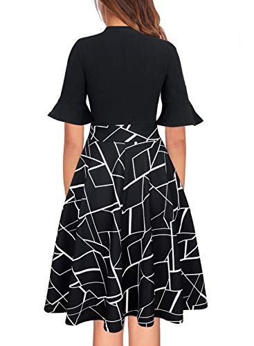 Image of Women Summer Floral Ruffle Sleeve Wear to Work Church Wedding Guest Party Dresses