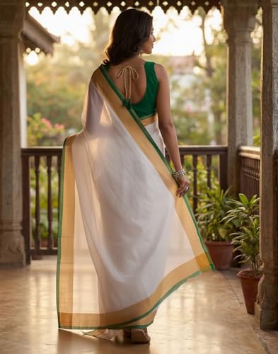 Image of SIRIL Women's Printed Cotton Linen One Minute Ready to Wear Saree With Unstitched Blouse Piece